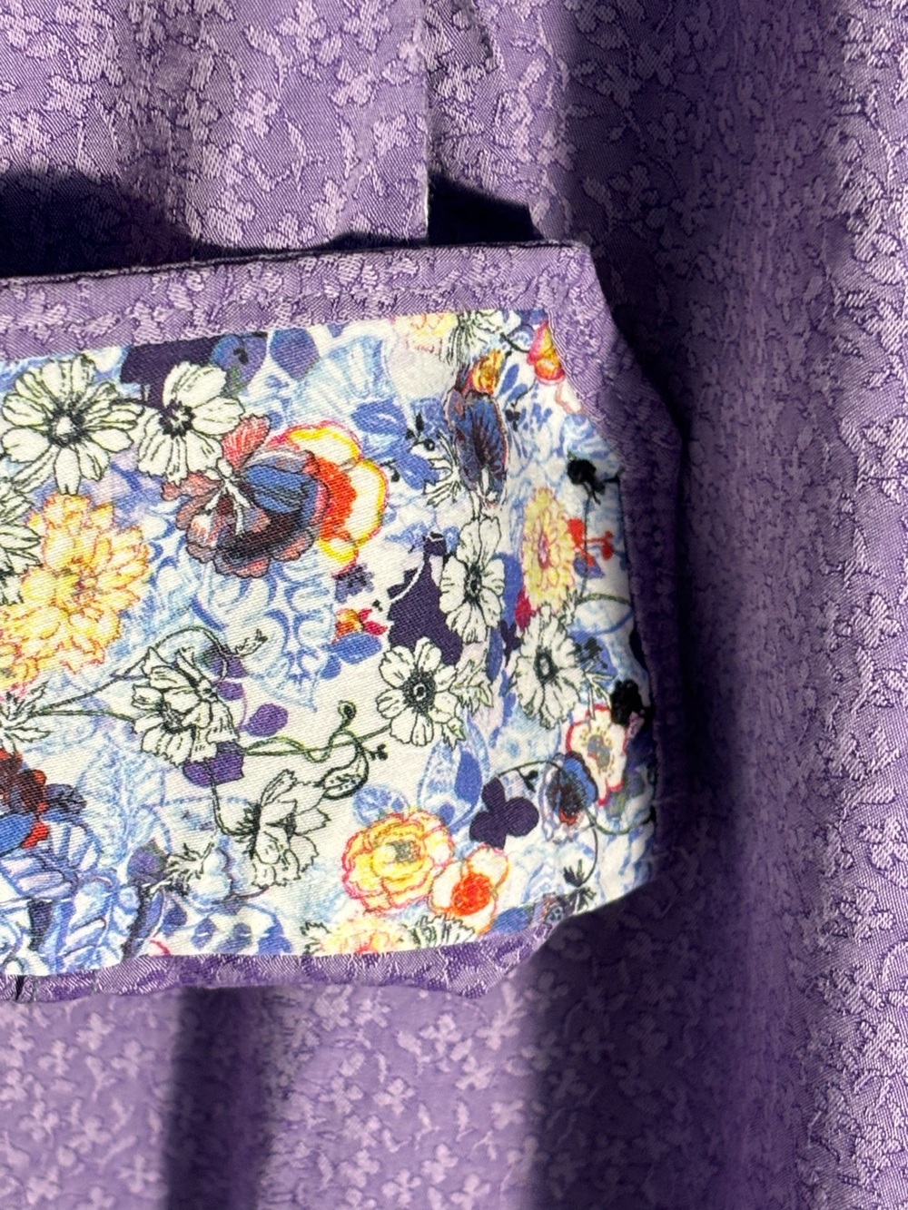 Robert Graham Button Down Shirt Mens XL Purple Floral Long Sleeve Flip Cuff - Picture 10 of 10